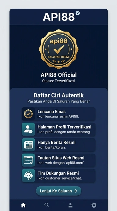 Tampilan kanal resmi api88