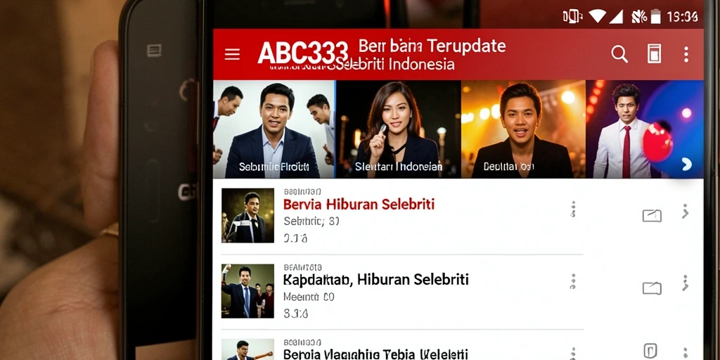 Antarmuka menarik dari aplikasi ABC33 untuk berita selebriti.