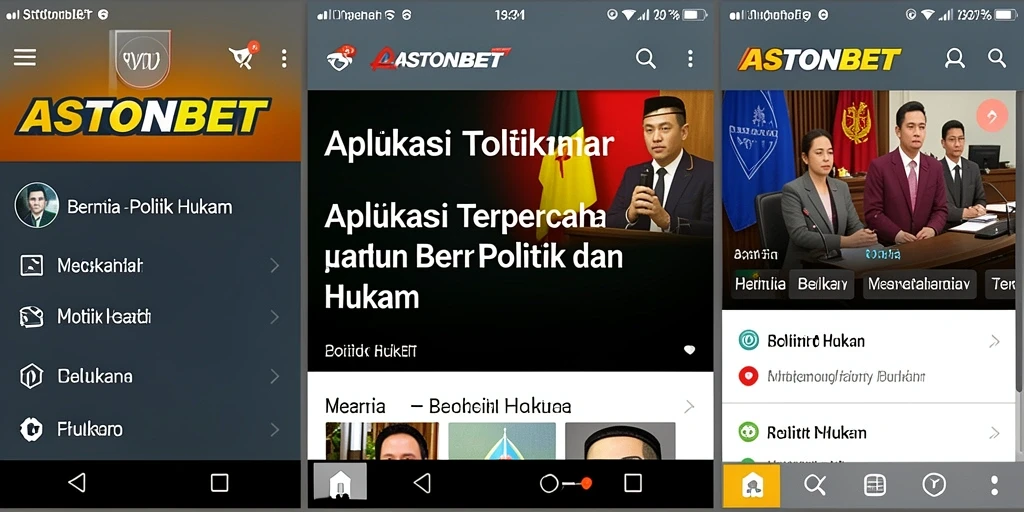 Antarmuka pengguna ASTONBET menampilkan berita politik dan hukum dengan jelas.